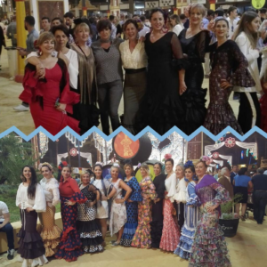 Mujeres de Erabide tras bailar sevillanas