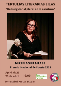 Cartel de una tertulia literaria que se realizó en Torrezabal Kultur Etxea desde Erabide