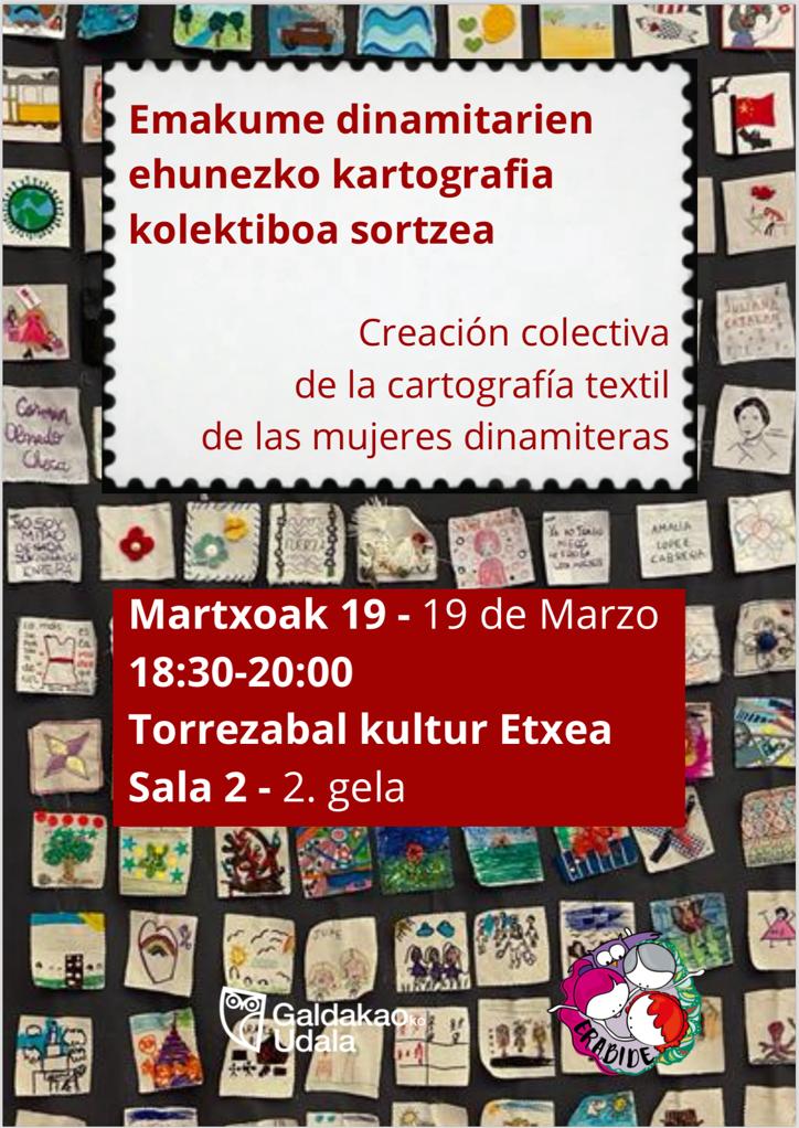 19 ed marzo a las 18:30 Creación colectiva de las cartografía textil de Las Dinamiteras