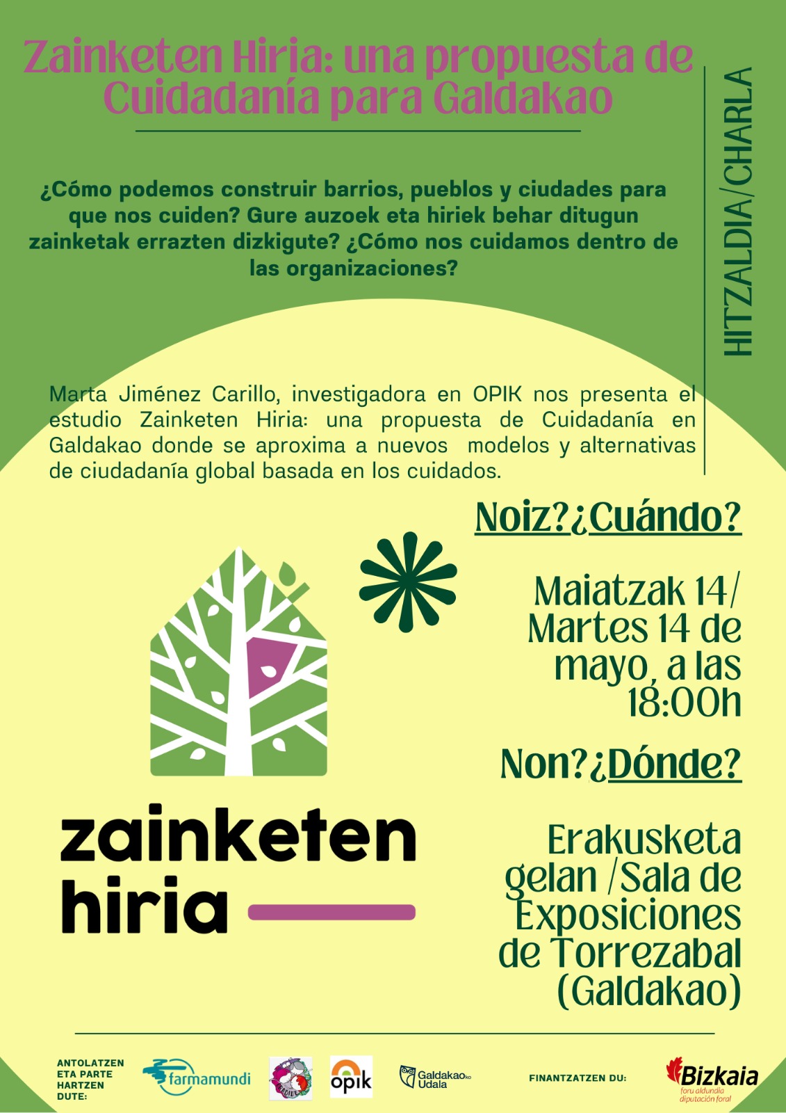 Hitzaldia Maiatzaren 14an 18:00etan Torrezabalen